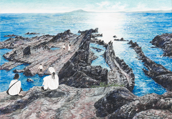 <br>知っている場所<br>2025／岩絵具・胡粉・シナベニヤ<br>荒崎（神奈川）