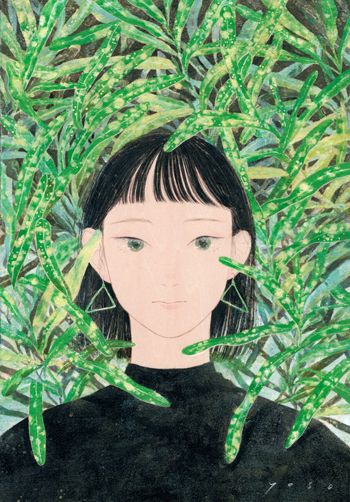 <br>緑の人<br>2025／岩絵具・胡粉・シナベニヤ